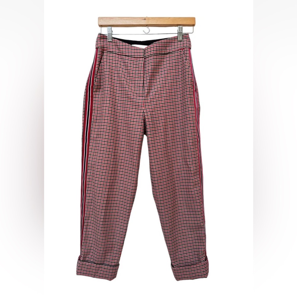 Hellessy Women Houndstooth Print Cropped Wool Blend Pants Sz 4